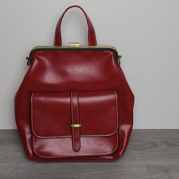 Walasa Love Bag Everyday 3 in 1 Brass Hardware Red Leather NWOT - Picture 1 of 11